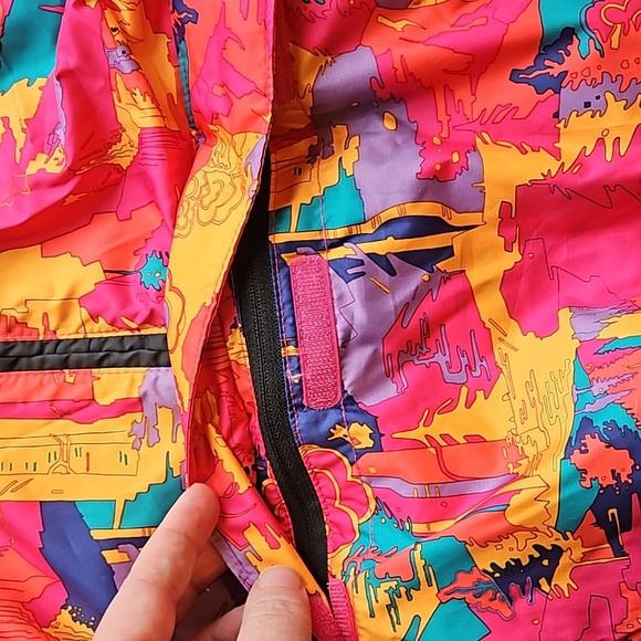 North Face Pink Black Abstract Fanorak Windbreaker L - Picture 10 of 11